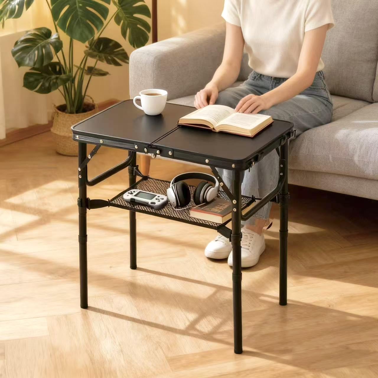 Yriuat folding TV tray with adjustable height for comfortable dining or laptop use