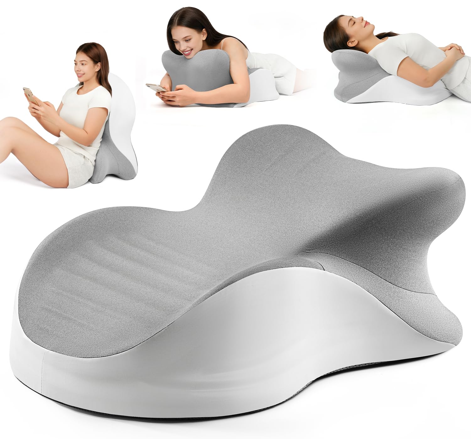 YRuiSofut memory foam wedge pillow in bed-use view offers ergonomic back support.