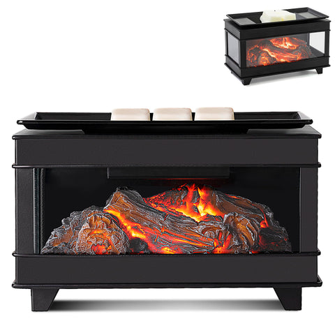 YSong freestanding fireplace wax warmer with three-sided glass enhances modern decor and fragrance spread.