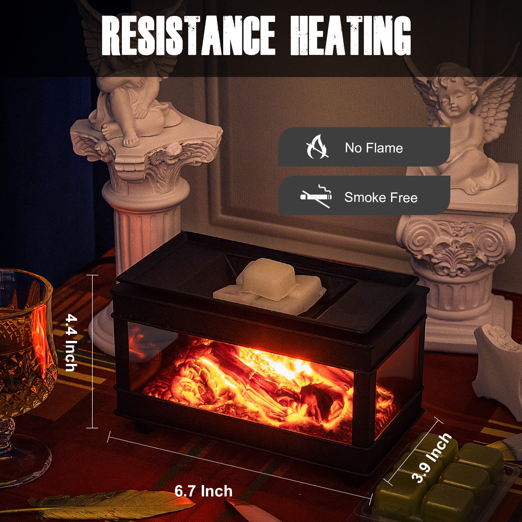 YSong transparent side glass offers a fuller view of the flame.