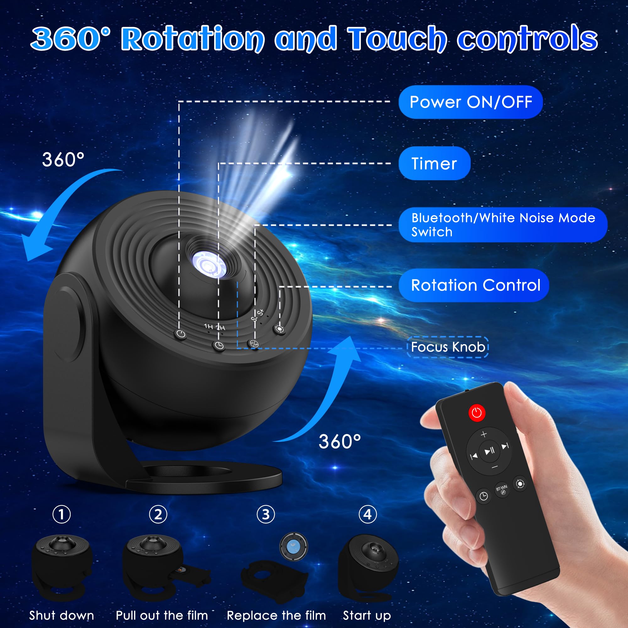 Ysonla Galaxy Projector Pro Bluetooth connectivity for easy device pairing and enhanced setup.