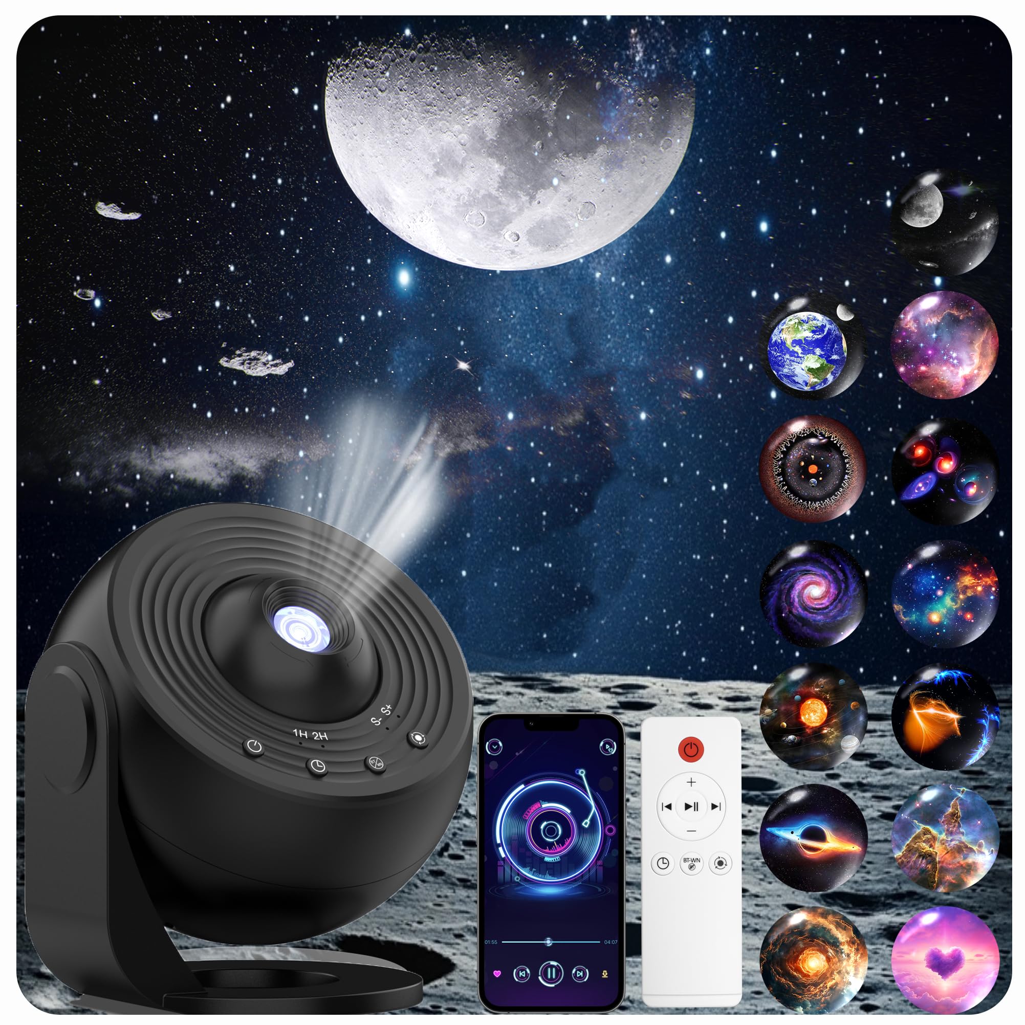 Ysonla Galaxy Projector Pro Earth disc fills the ceiling with a calm, educational night sky.