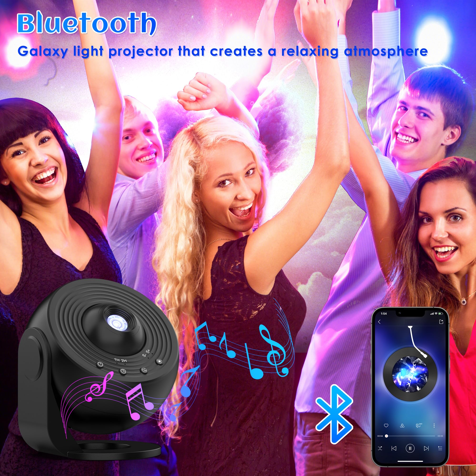 Ysonla Galaxy Projector Pro white noise speaker creates a soothing bedtime ambiance.