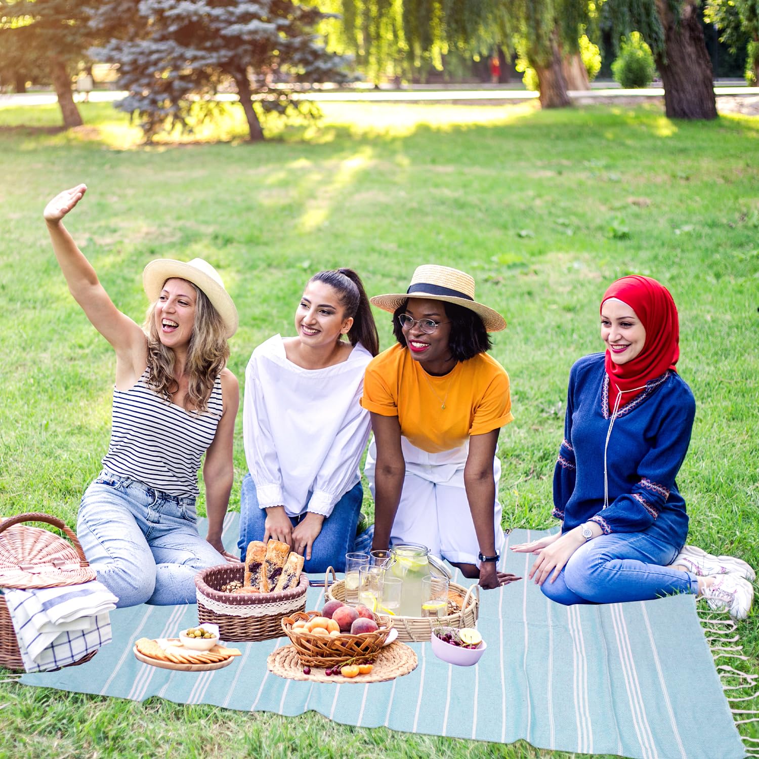 YSYJ Turkish 6-Pack towel suitable as a gift, festival-friendly blue.