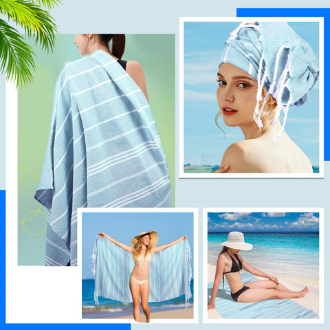 YSYJ blue Turkish towel paired with picnics or camping trips.