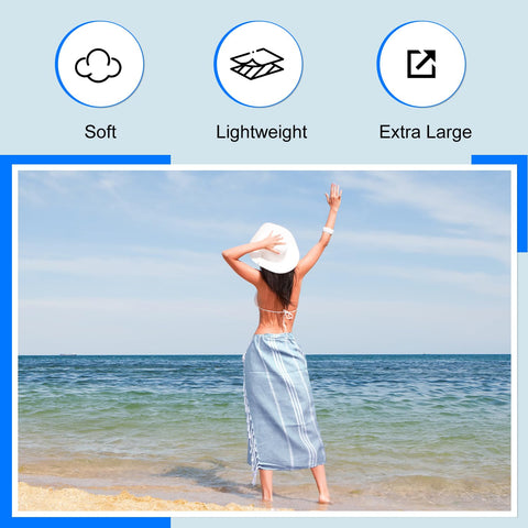 YSYJ Turkish towel blue sand-free surface keeps footprints clean for families.