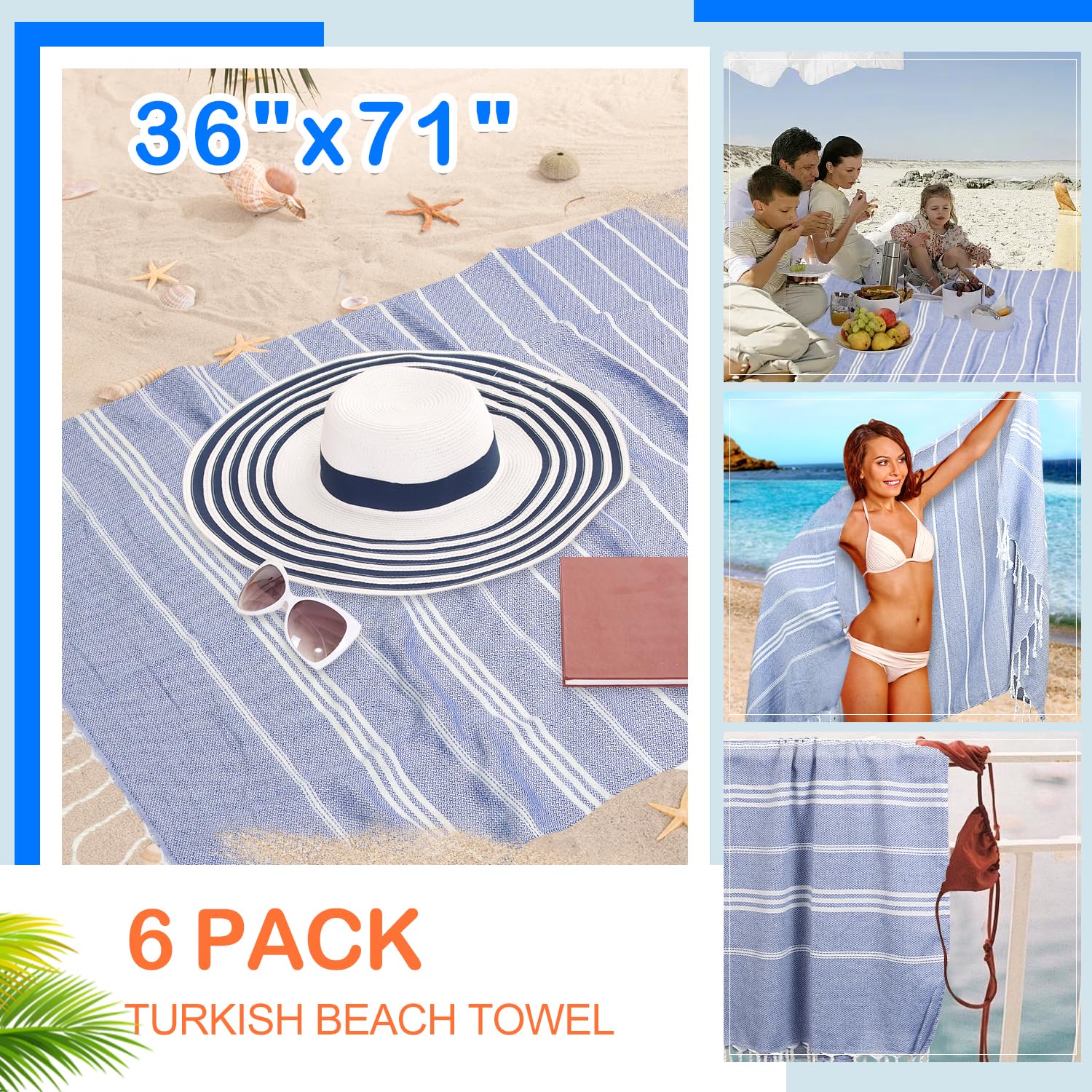 YSYJ six-pack towels demonstrate sand-free design for quick cleanup on the sand