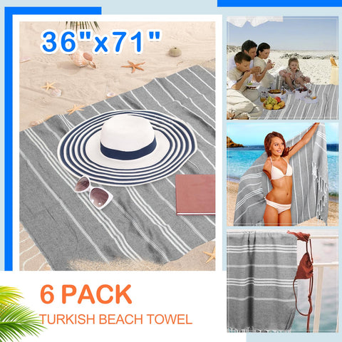 YSYJ Turkish Beach Towel oversized 36x71 inch laid flat for sunbathing.