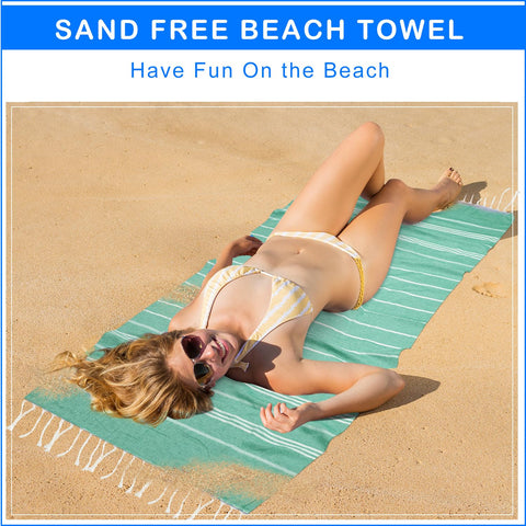 YSYJ Turkish Beach Towel packed in a lightweight bag