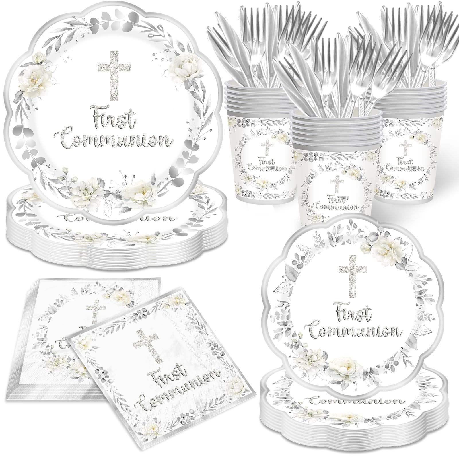YTGUVBK first communion dinner plates setup for a cohesive celebration