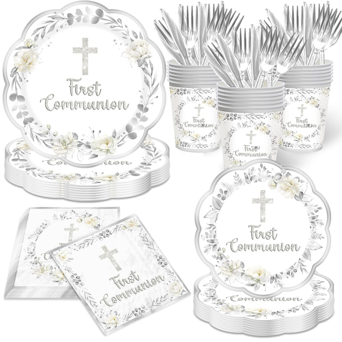 YTGUVBK first communion dinner plates setup for a cohesive celebration