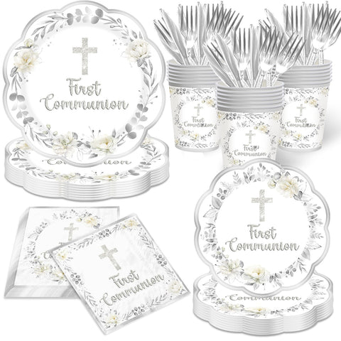YTGUVBK first communion dinner plates setup for a cohesive celebration