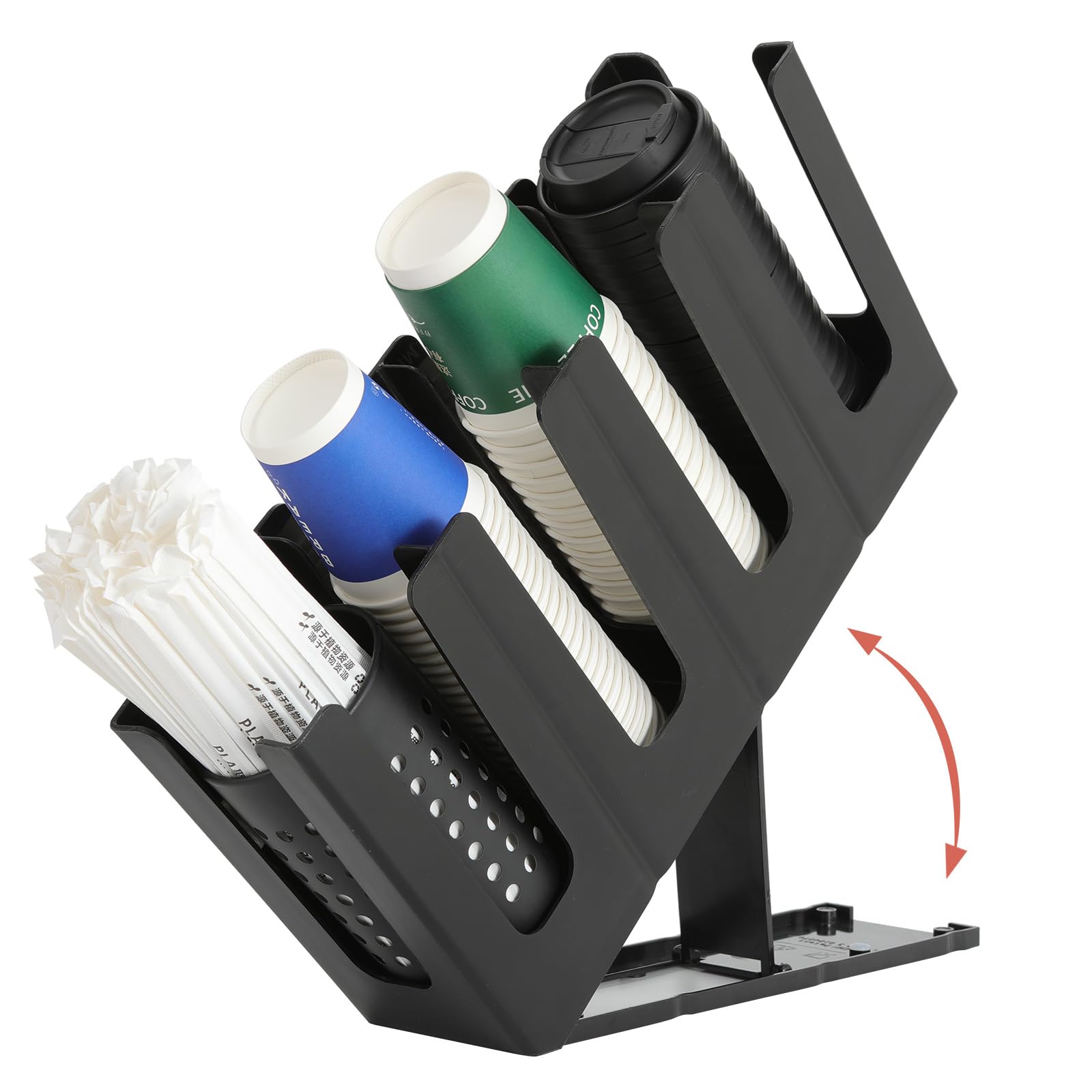 YTROG paper cup and lid holder with tilt design keeps cups accessible for quick service.