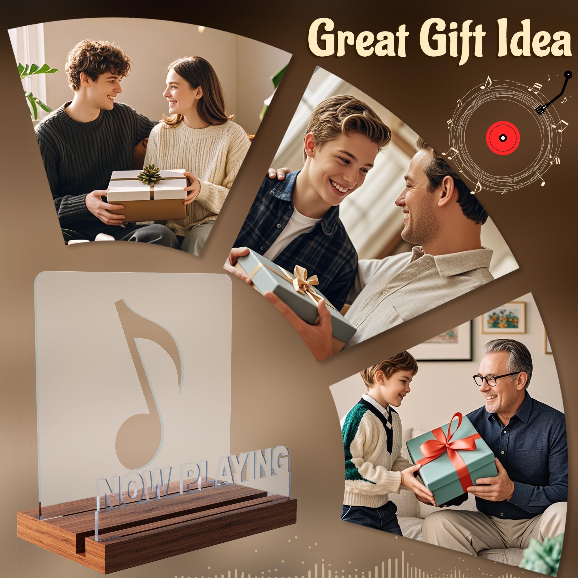 YuanDian Now Playing vinyl stand on desk keeps albums upright and accessible