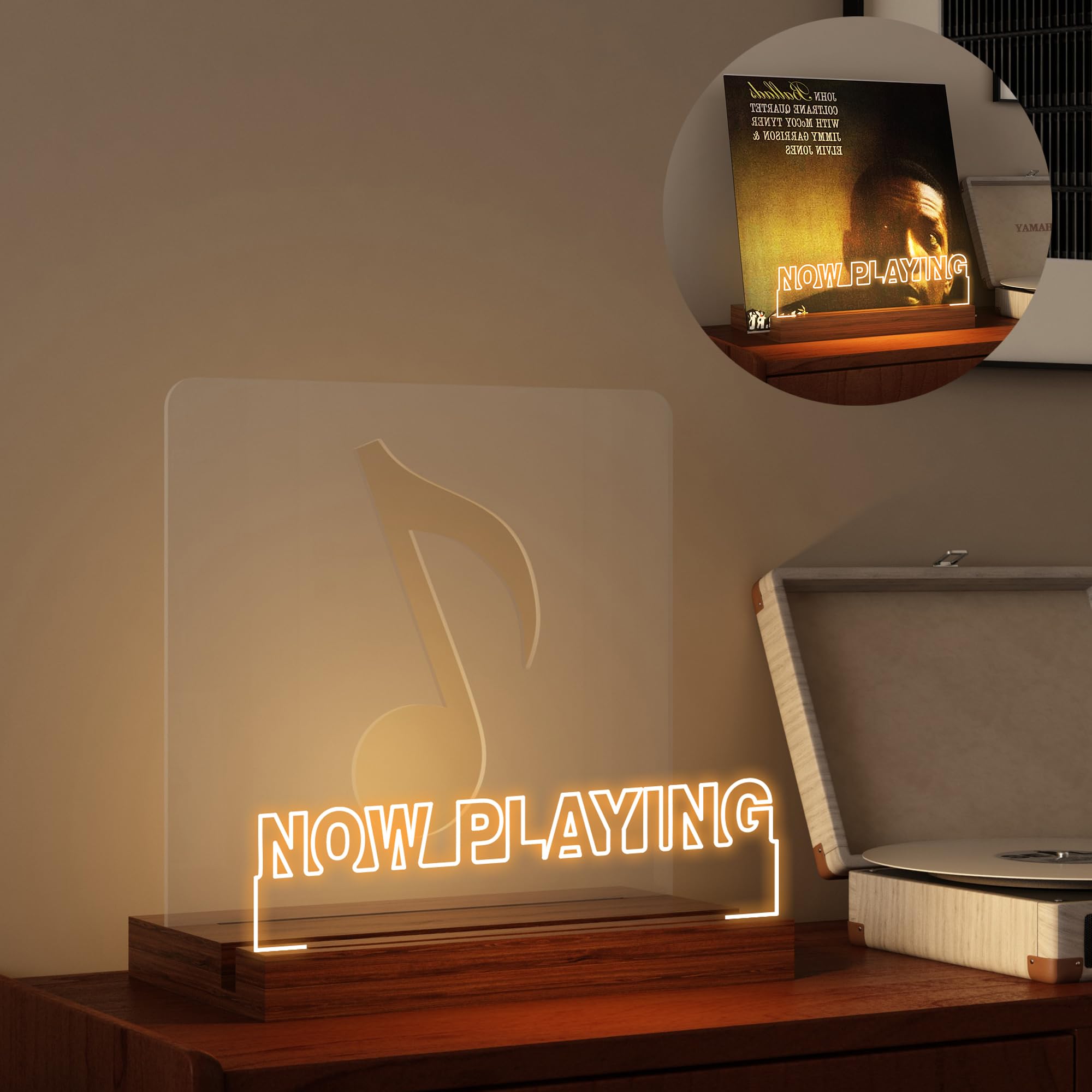 YuanDian Now Playing vinyl stand LED base showcases records with warm illumination