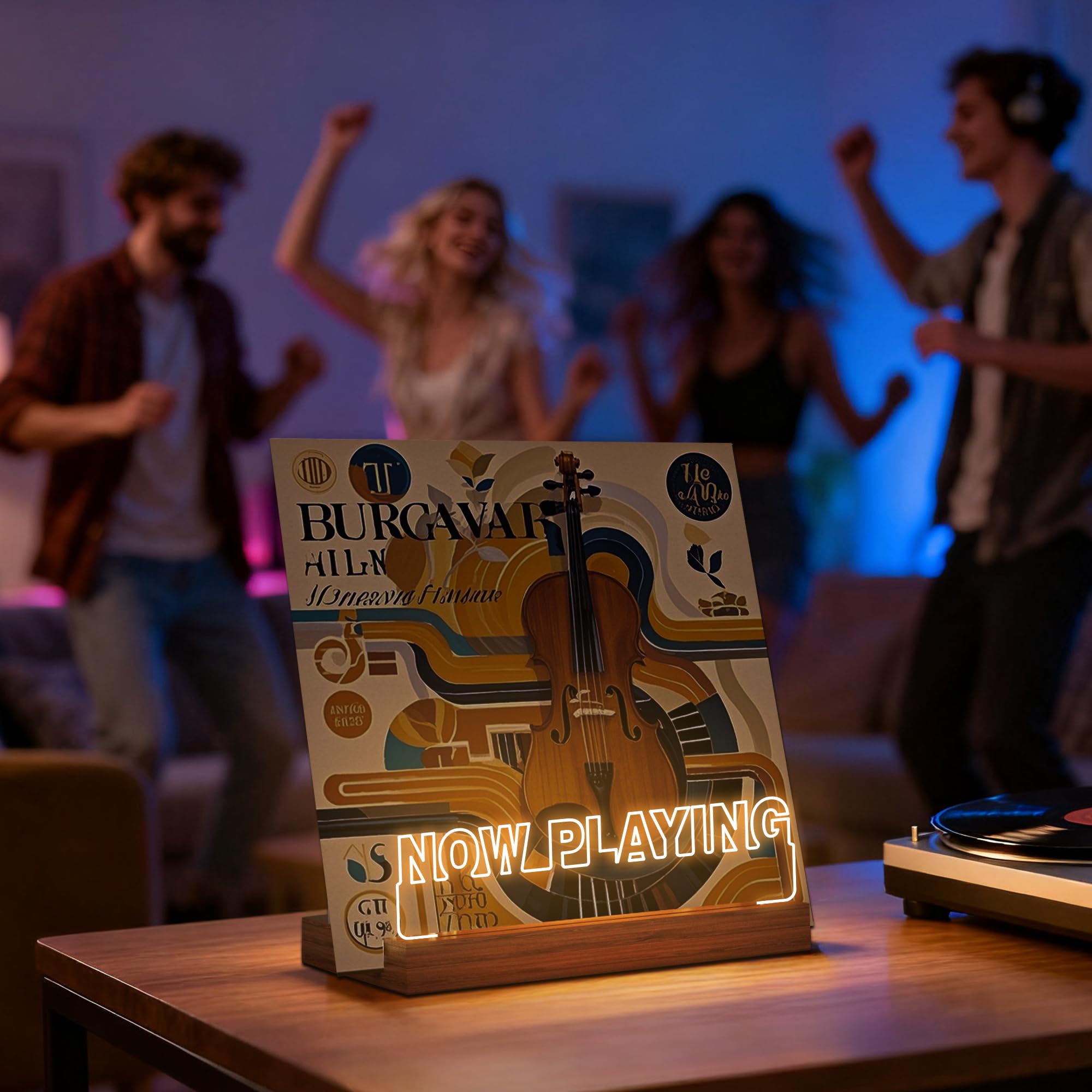YuanDian Now Playing vinyl stand warm sign adds cozy ambiance to any room