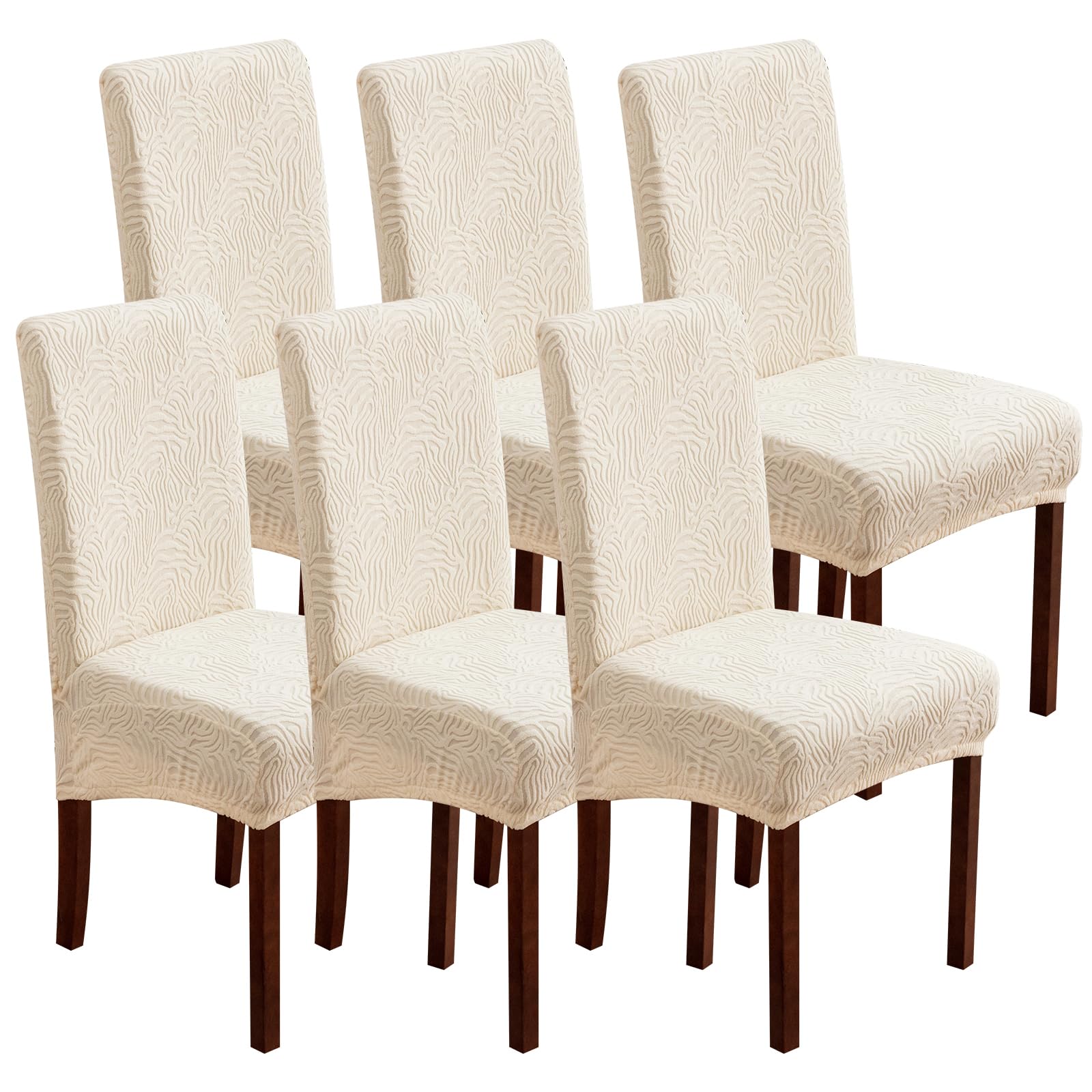 YUEANG beige pack6 front view chair cover refreshes the dining room ambiance