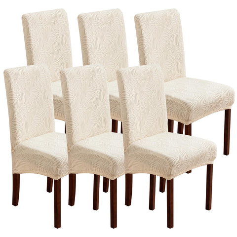 YUEANG beige pack6 front view chair cover refreshes the dining room ambiance