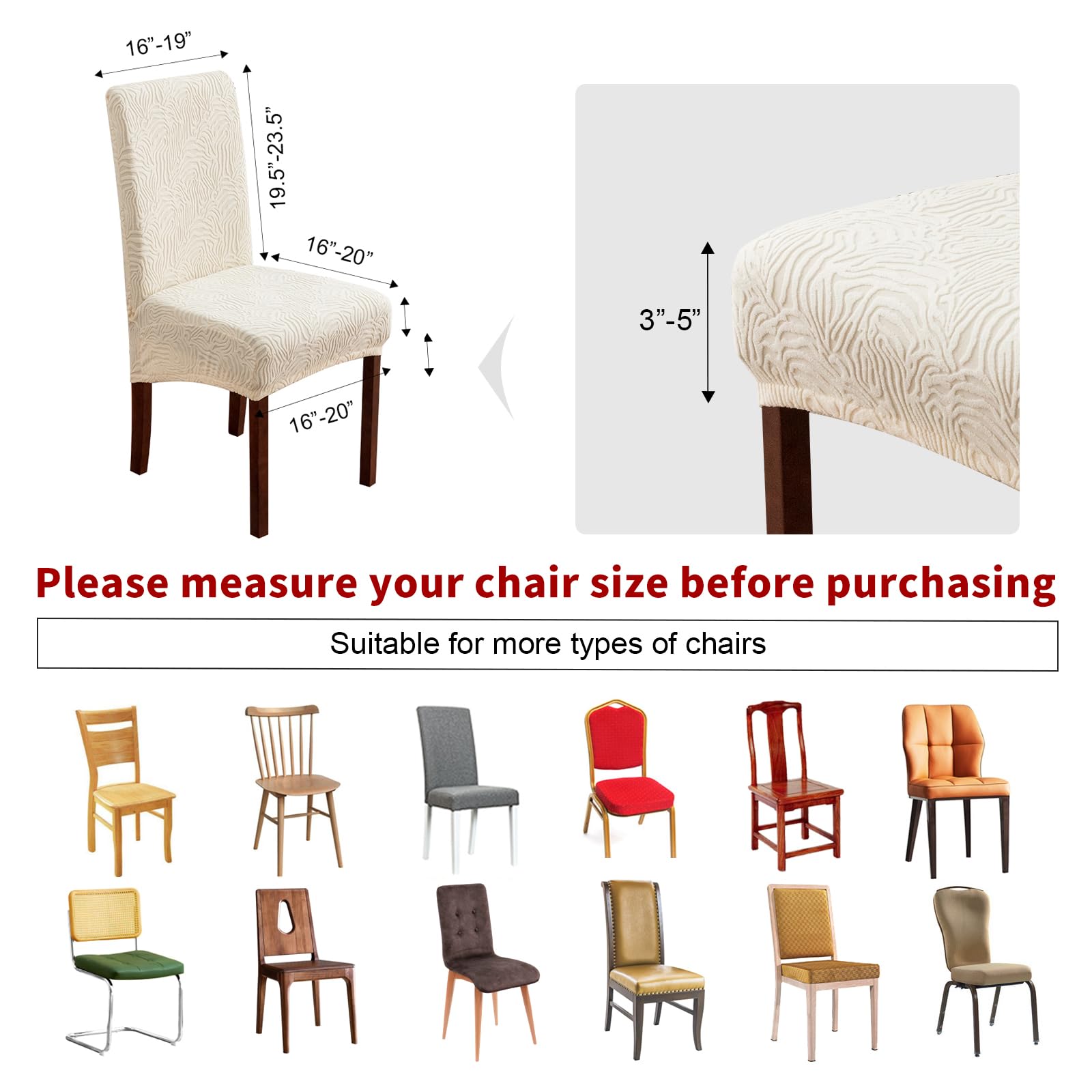YUEANG beige pack6 stretch fabric shows flexible snug fit for chairs