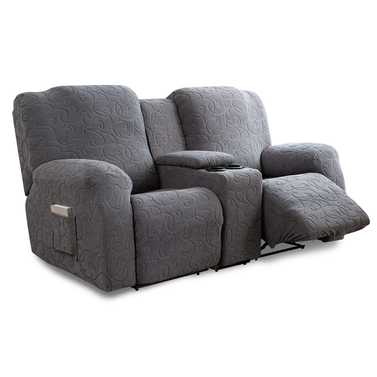YUEANG recliner loveseat cover with center console and secure fit for soft protection