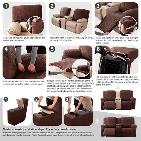 YUEANG recliner loveseat cover pockets for remote and magazine storage