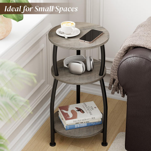 Yuede 3-tier table shows a metal frame with wood-look panels for durability.