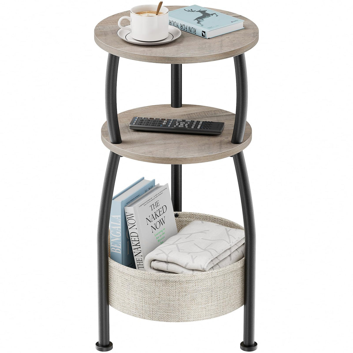 Yuede round side table top view showing compact surface for drinks or lamp