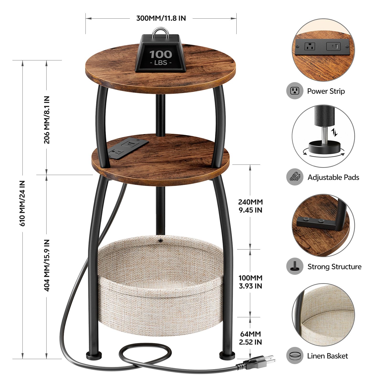 Yuede round top highlights rustic wood grain for versatile styling.