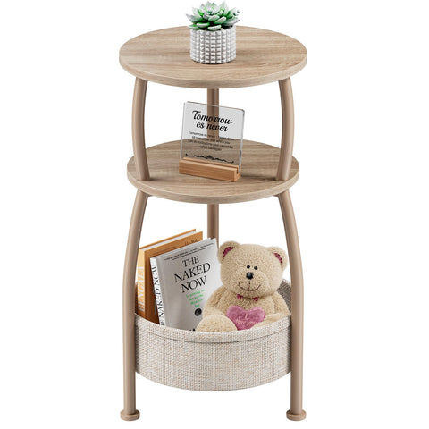 Yuede small side table with 3-tier round top for organized surface space.