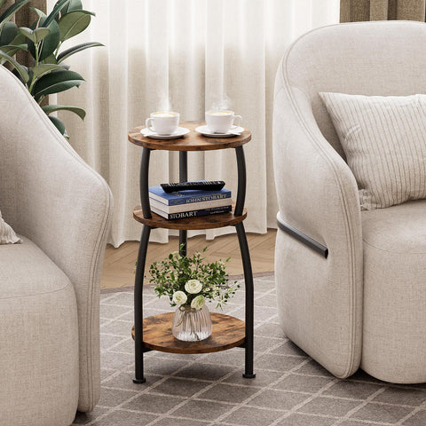 Yuede vertical storage solution to keep lamps, books, and decor organized.