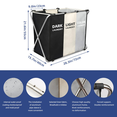 YUELAN collapsible tall laundry basket with handles, space-saving design