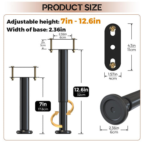 YUEYIN wide-base bed legs with rubber pads protect floors