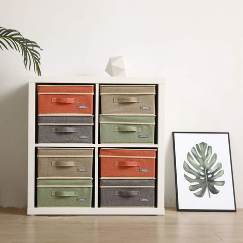 YueYue fabric storage box with orange lid for quick toy and accessory storage.