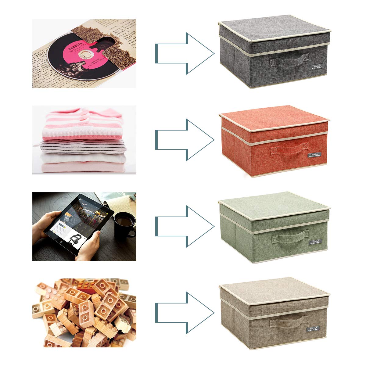 YueYue stackable storage boxes with lids save space and declutter.