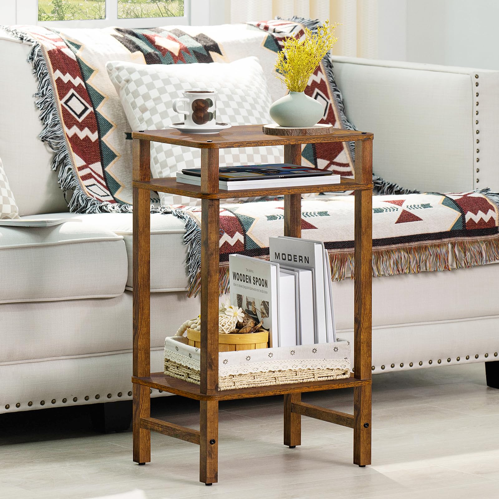 YUFAM 27.75-inch height stand fits tall décor and lamps.