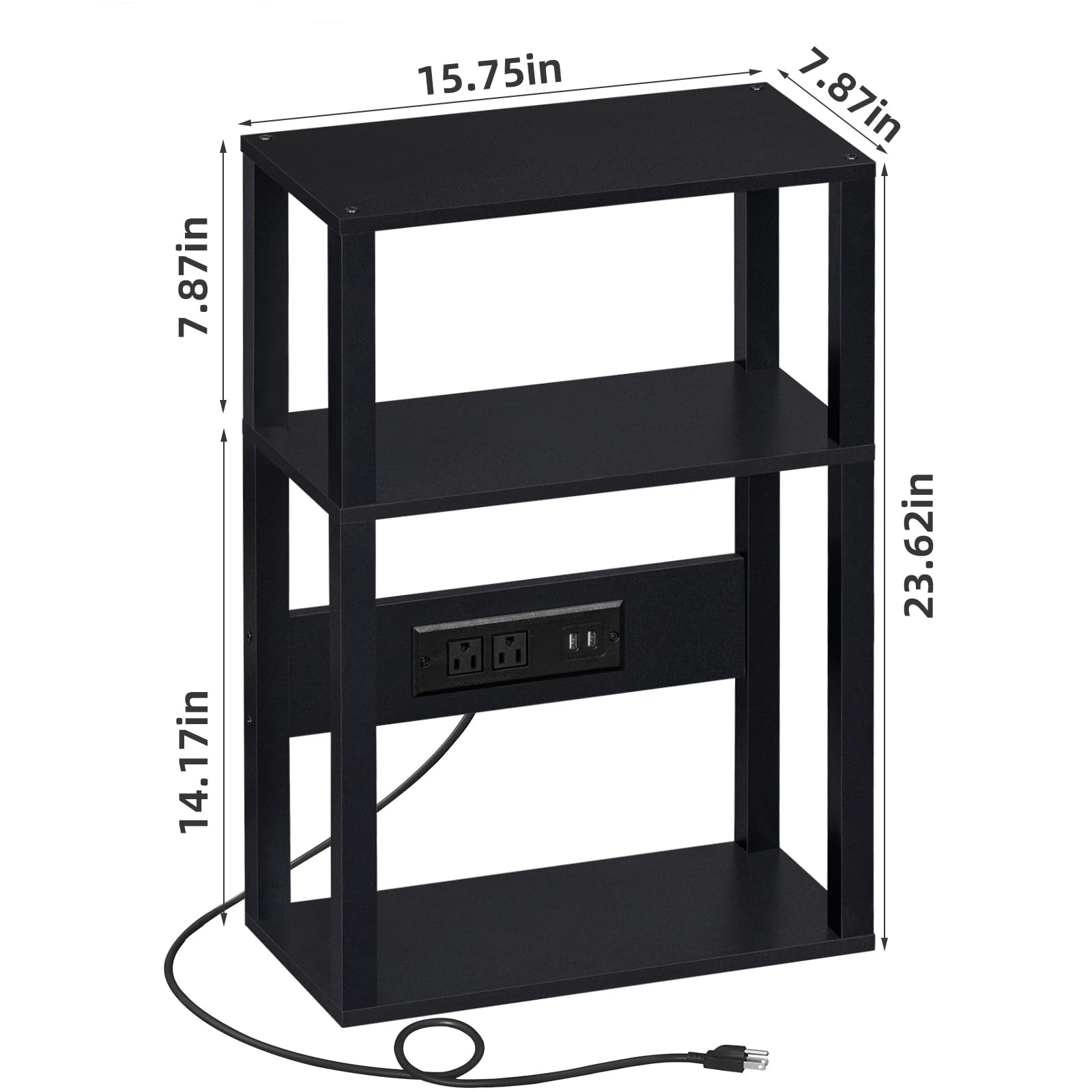 YUFAM compact end table has wood desktop and solid pillars for durability.