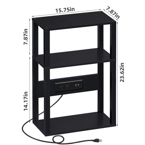YUFAM compact end table has wood desktop and solid pillars for durability.