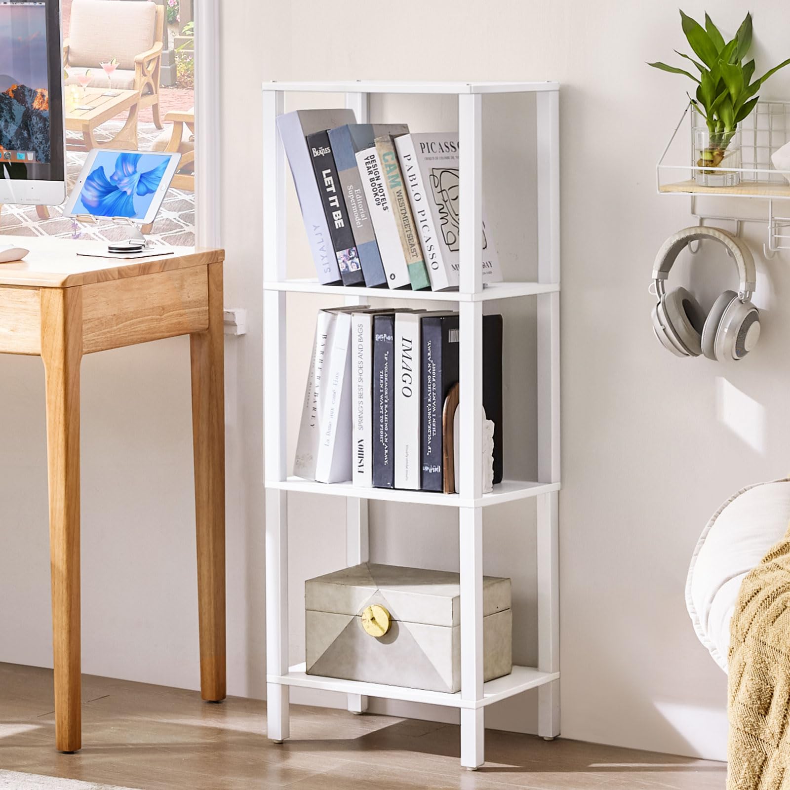 YUFAM industrial modern shelf highlighting sturdy pillar design for stability.
