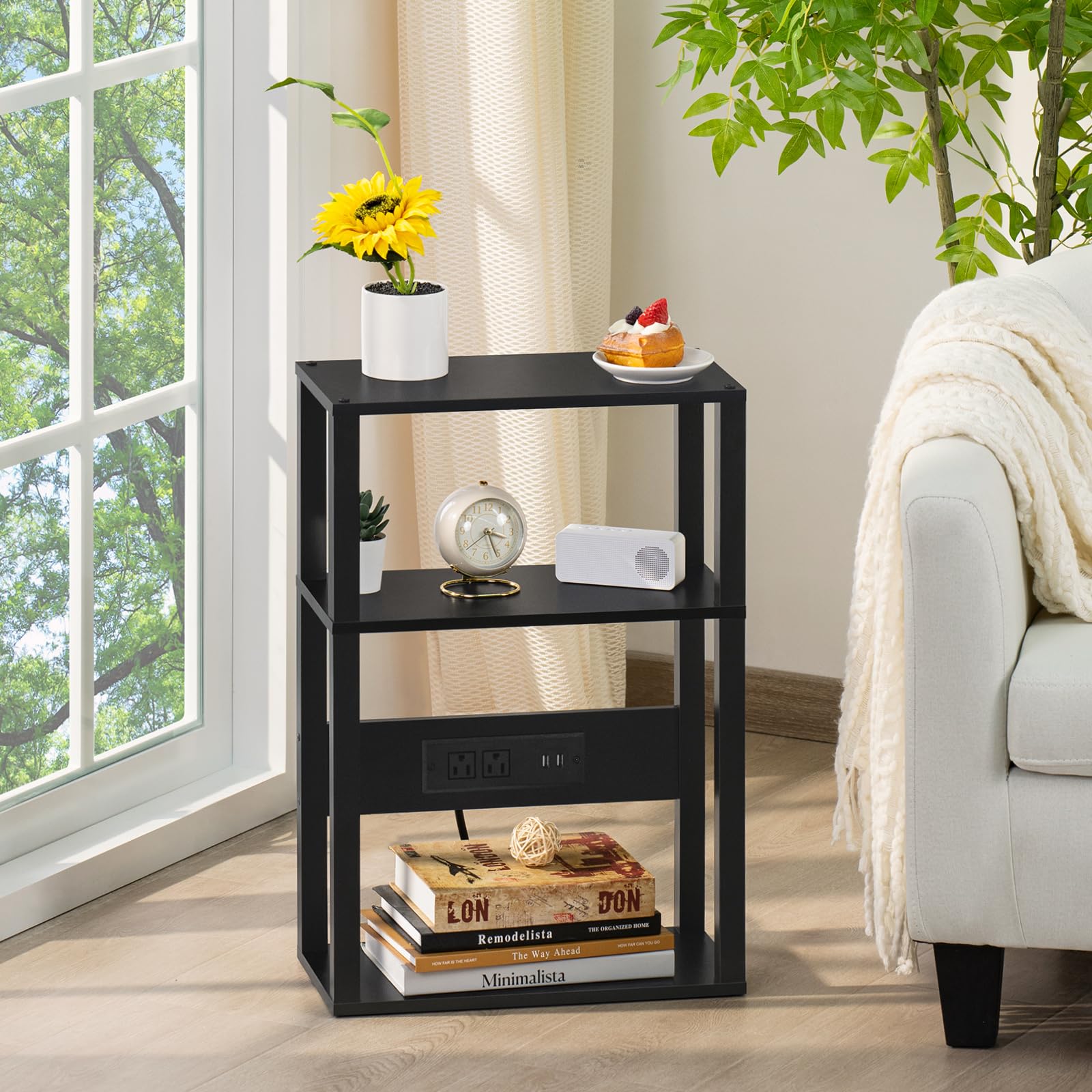 YUFAM multipurpose corner table suitable for living room or entryway.
