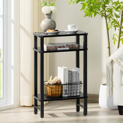 YUFAM bedside arrangement serving as a tall nightstand.