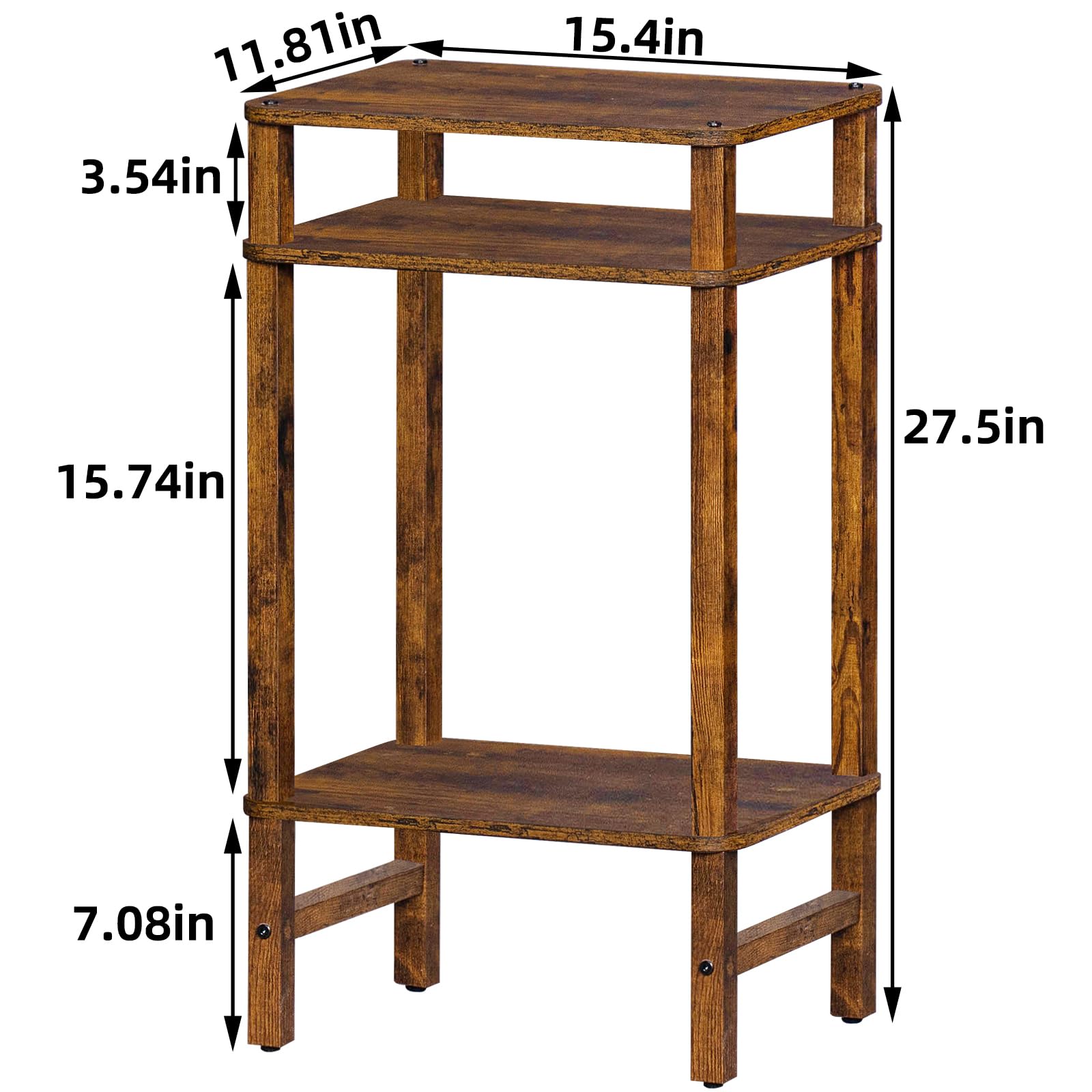 YUFAM side table shelf detail reveals spacious middle and bottom tiers.