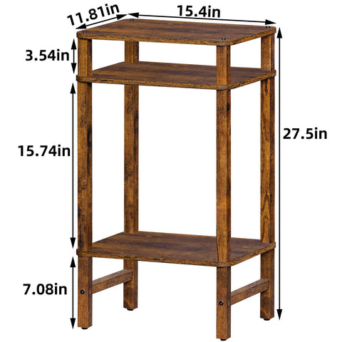 YUFAM side table shelf detail reveals spacious middle and bottom tiers.