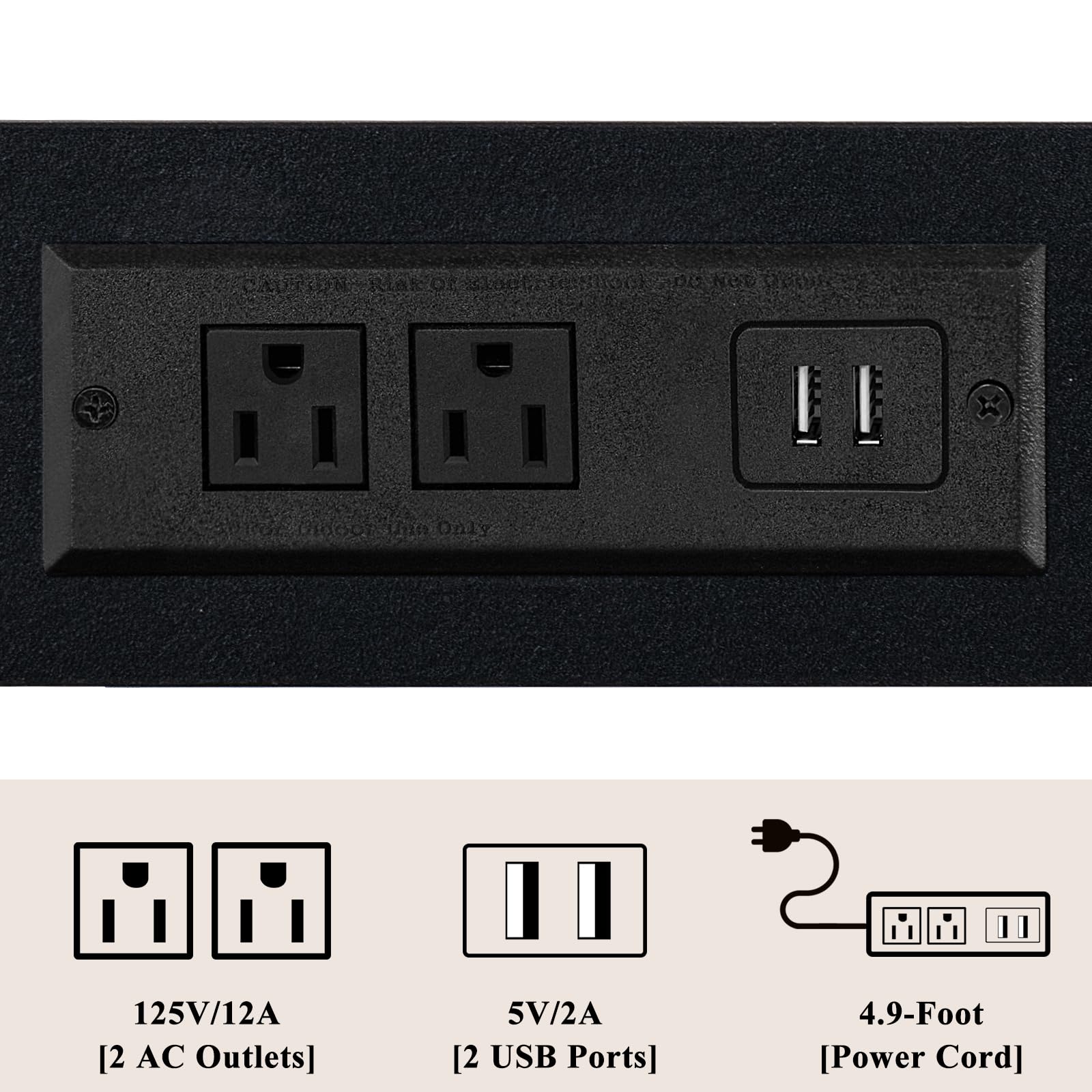 YUFAM small-space table with extension cord keeps surfaces tidy.