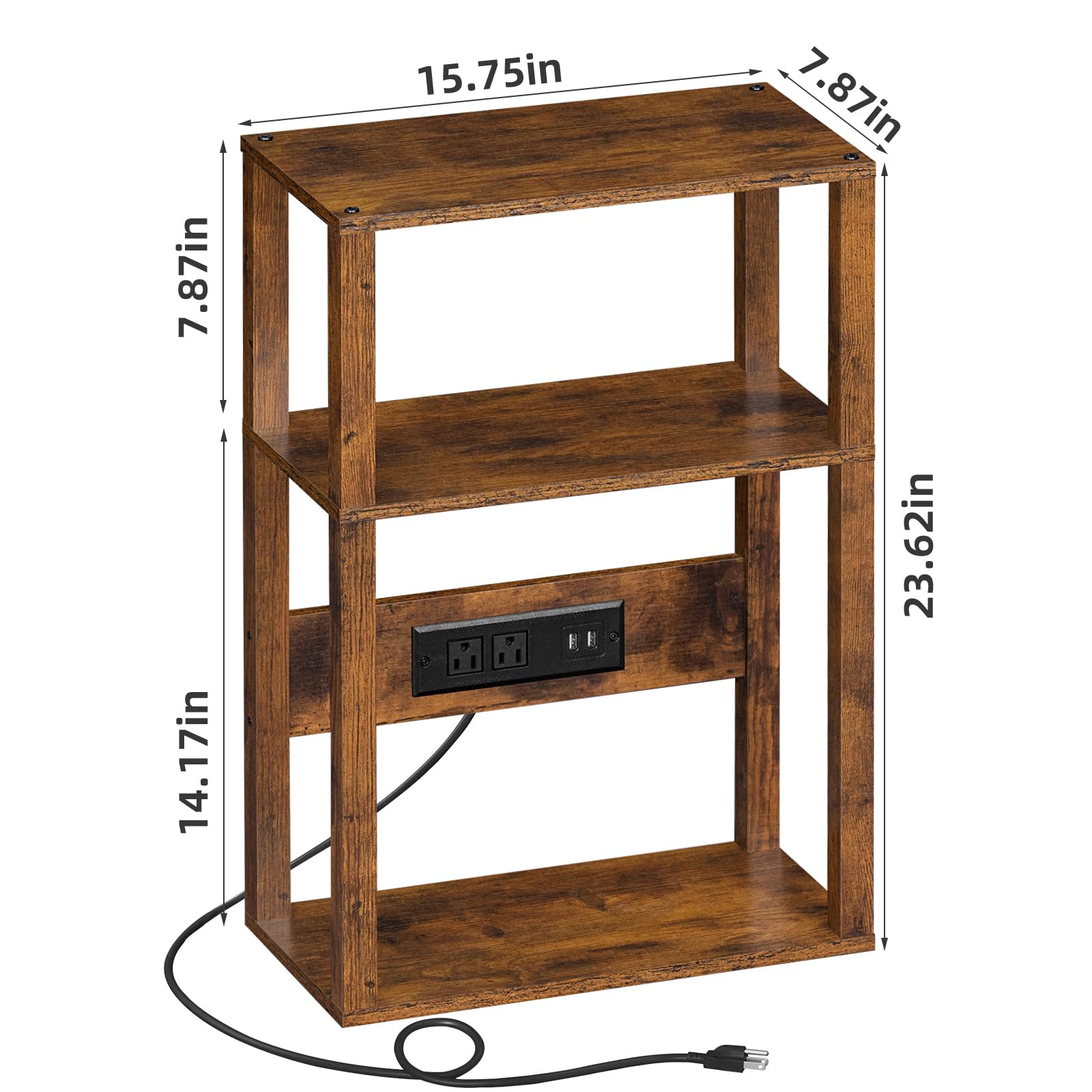 YUFAM three-tier storage side table middle and lower shelves maximize organization.