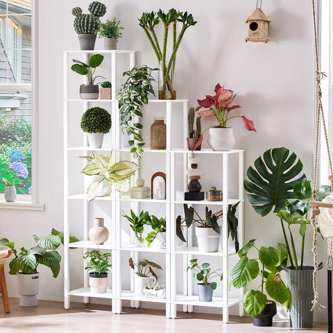 YUFAM versatile shelf used in living room, office, and kitchen.