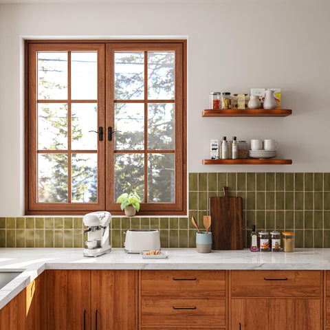 YUFLINX walnut finish shelf elevates bedroom or living room decor