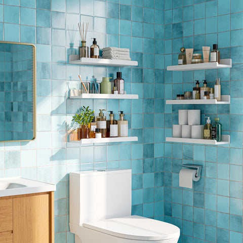 YUFLINX clean white finish brightens space while organizing items.
