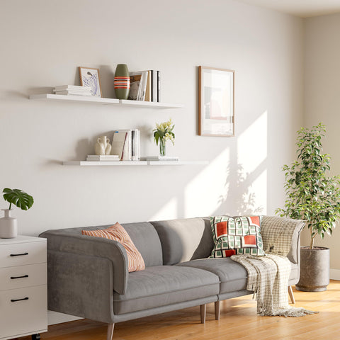 YUFLINX installed set of four shelves creating cohesive look.