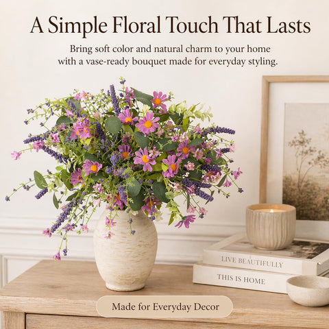 YUGALI artificial bouquet with silver dollar eucalyptus for long-lasting home decor.