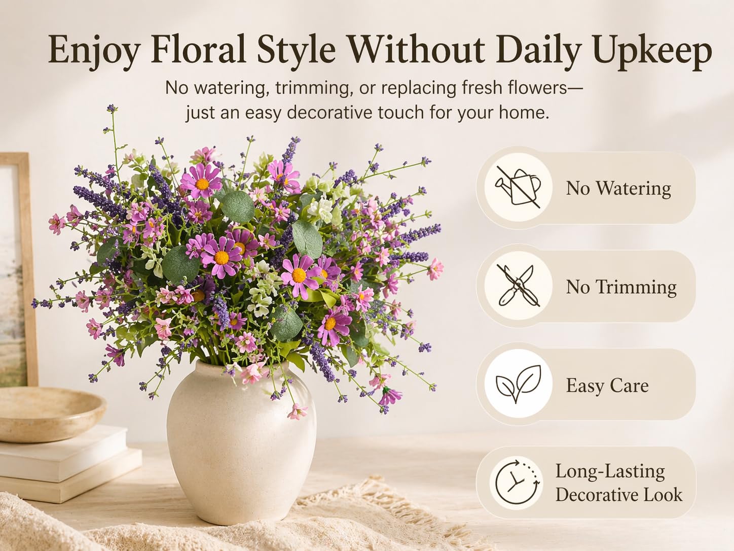 YUGALI rustic-modern floral arrangement suited for porches and entryways.